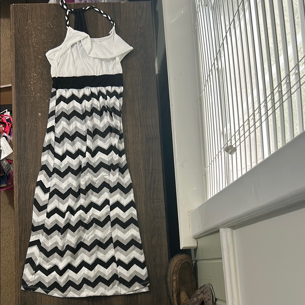 One Step Ahead Black and White Halter Dress